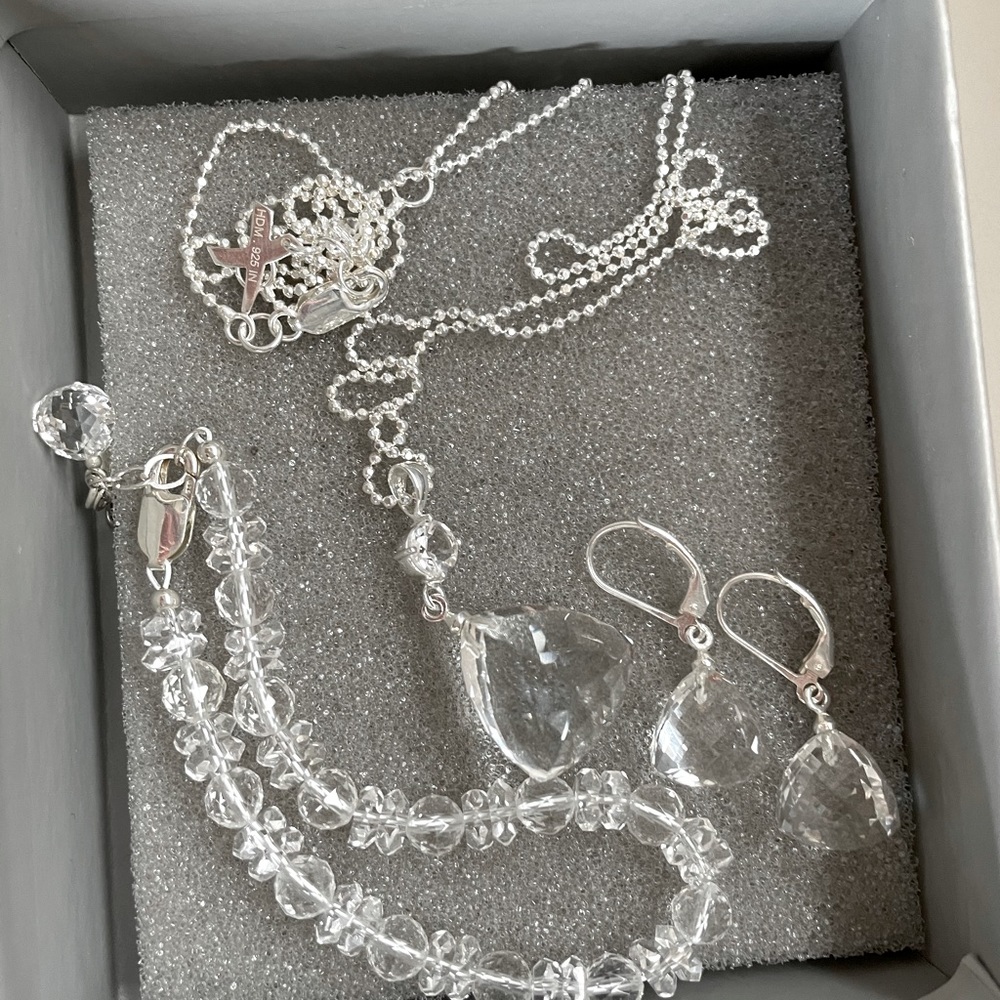Herkimer Diamond Necklace, Bracelet and Earrings Set